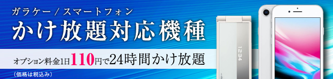 ガラケー/スマートフォン　かけ放題対応機種　オプション料金1日110円で24時間かけ放題